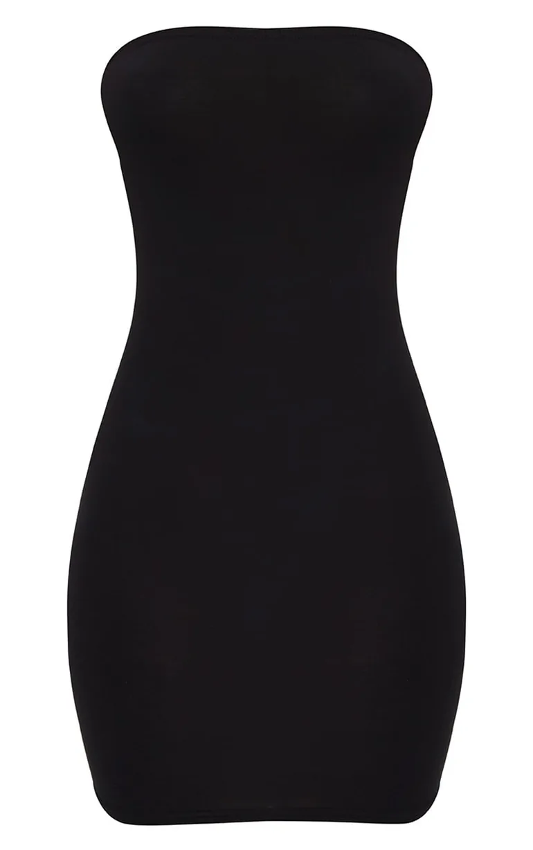 Black Jersey Bandeau Bodycon Dress - 3