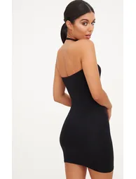 Black Jersey Bandeau Bodycon Dress - 2