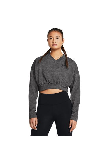 Under Armour Womens/Ladies Rival Terrycloth Crew Neck Crop Sweatshirt - Grey