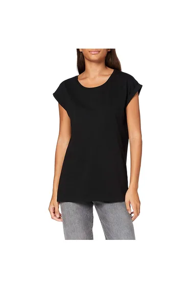 Womens/Ladies Organic Extended Shoulder T-Shirt - Black