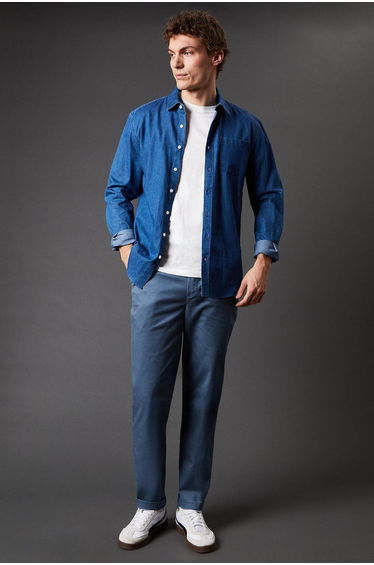 Mid Blue Slim Fit Chino Trousers