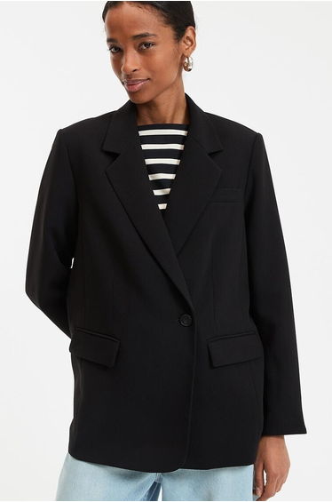 Long Oversize Blazer with Asymmetric Buttoning