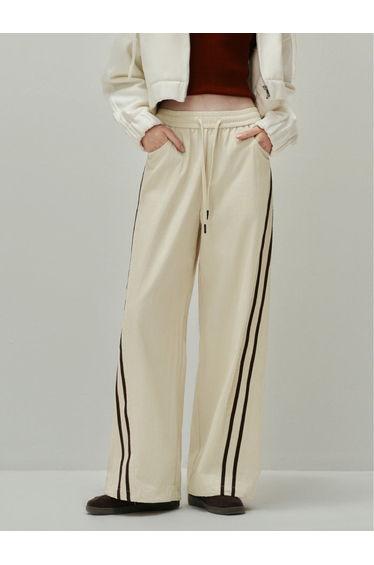 Women's Straight Leg Track Pants with Side Stripes