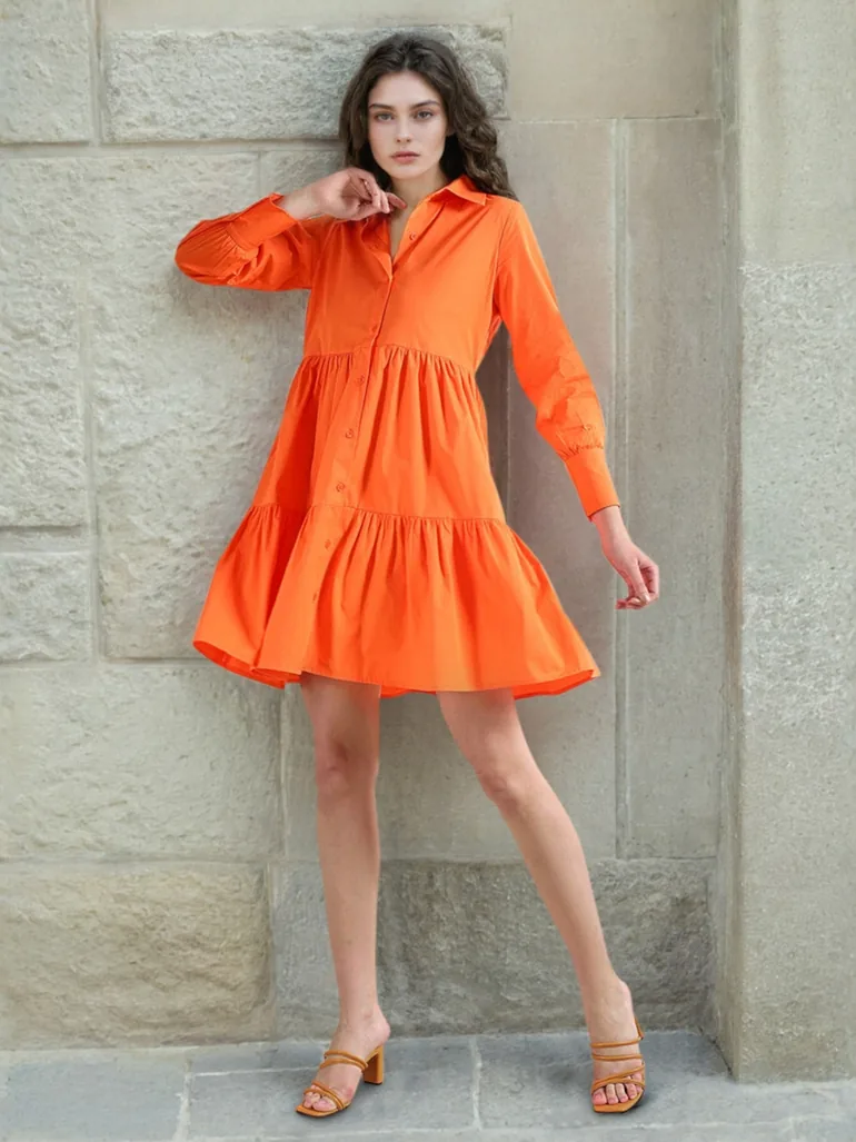 orange tiered mini dress Wholesale Coral Ikat Mini Dress