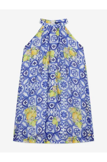 Guess Girls Amalfi Coast Chiffon Dress in Blue