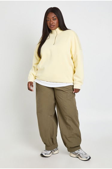 Plus Oversized Half Zip Sweatshirt - butter