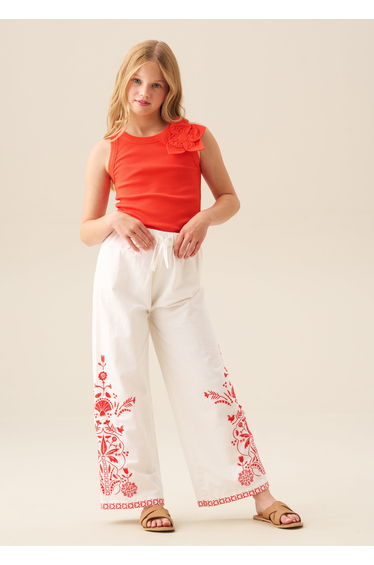 Jess Red Flower Corsage Vest Top
