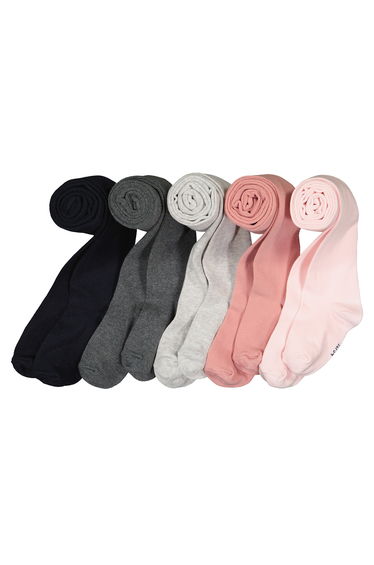 Pack of 5 Tights in Plain Cotton Mix