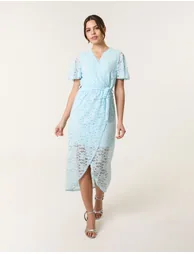 Lace Wrap Over Midi Dress - 2