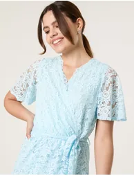 Lace Wrap Over Midi Dress - 3