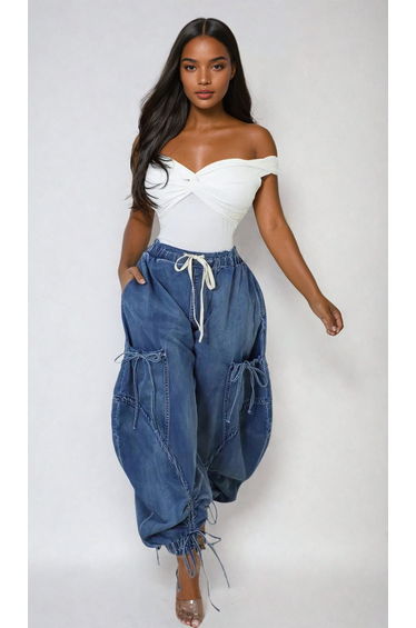 Astrid Drawstring Lace Up Jeans