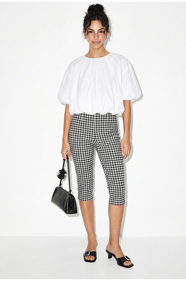 LUCCI Crop Poplin Blouse With Crew Neck