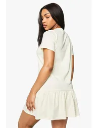 Cotton Ruffle Dropped Hem Smock Dress - lemon - 2