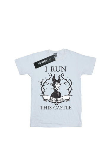 Maleficent Womens/Ladies I Run This Castle Boyfriend T-Shirt - White