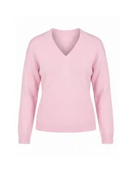 Petite Pink V-Neck Soft Textured Knitwear Sweater - 2