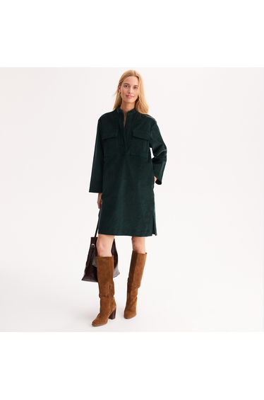 Mid-Length Shift Dress with Long Sleeves