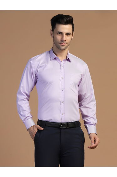 Men Purple Striped Workwear Shirt