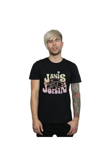 Janis Joplin Mens Pastel Logo T-Shirt - Black