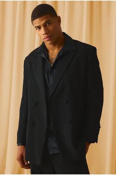 Double Breasted Suit Jacket - black