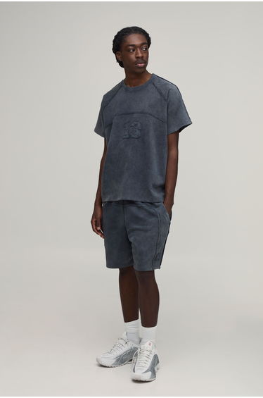 Oversized Boxy Short Sleeve Raglan T-Shirt & Short Set - charcoal