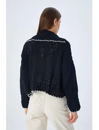 Mixray Textured Knitwear Cardigan with Button Closure - 5