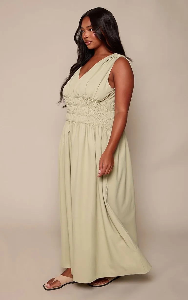 فستان ماكسي بربطة لون أبيض - للمقاسات الكبيرة - 2