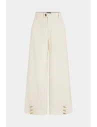 Metallic Button Wide Leg Pants - 8