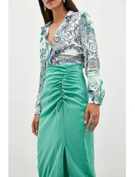Satin Skirt with Gather Detail - 3