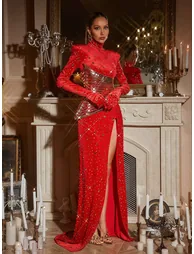 Jonson Rhinestone Embellished Split Maxi Dress - 3