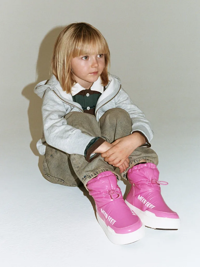 Moon Boot Girls JR Park Tube Mid Glitter WP Boots in Pink