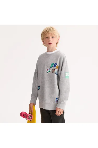 Oversized Crew Neck Sweatshirt with Badges