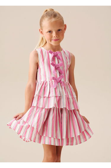 Tammy Stripe Tie Front Waistcoat Top - Pink