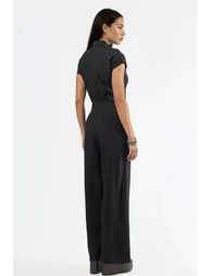 BUSEM Wide Leg Buttoned Shirt Collar Jumpsuit - 2
