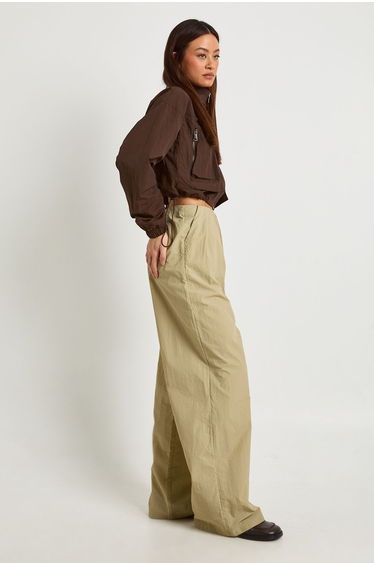 Tall Nylon Pleat Detail Cargo Trousers - washed khaki product thumbnail 3