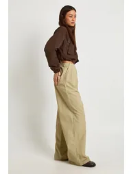 Tall Nylon Pleat Detail Cargo Trousers - washed khaki - 2