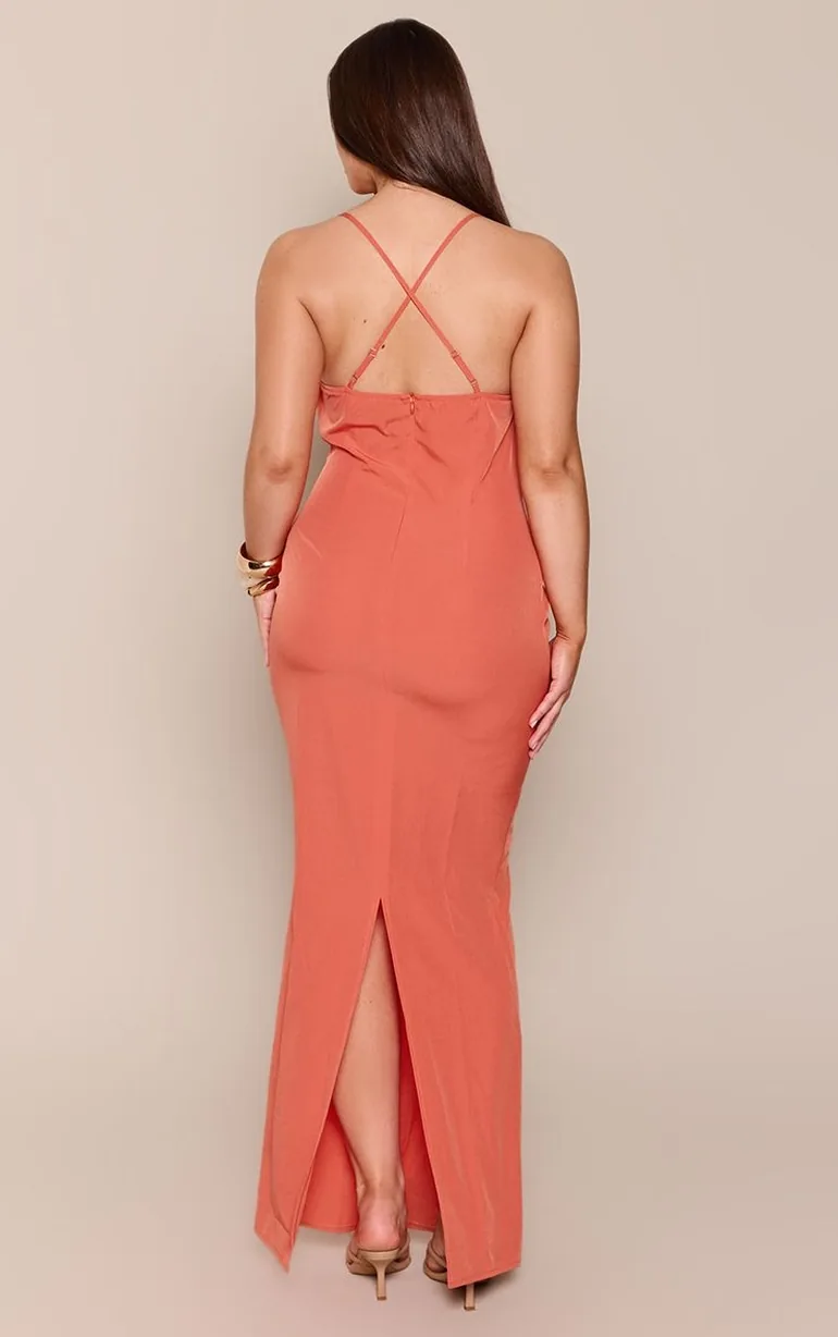 Shape Orange Cowl Neck Maxi Dress - 2