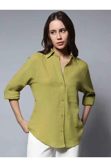 Green Solid Casual Shirt