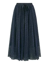 Yumi Navy Mesh Heart Print Tulle Skirt - 5