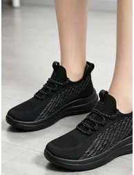 Unisex Black Textile Sports Sneakers - 3