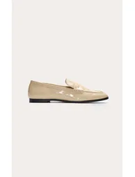 Cream Croc PU Basic Squared Toe Loafer - 1
