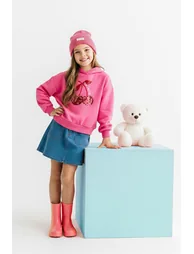 Pink Sequined Printed Girl's Knitted Sweatshirt - 2