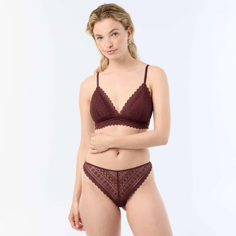 Lace Triangle Bra DARK PURPLE - 2