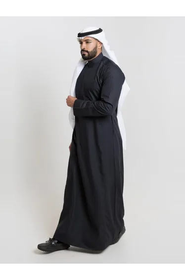 Men Classic Summer Thobe, Black - 54inches