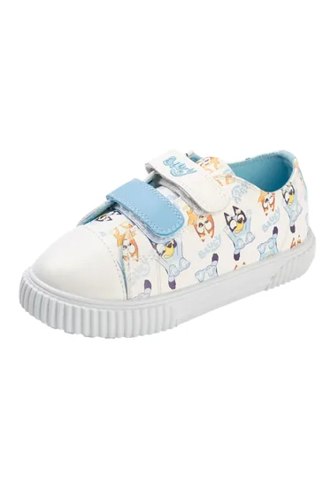 Bluey Childrens/Kids Character Hook and Loop Trainers - White/Multicoloured