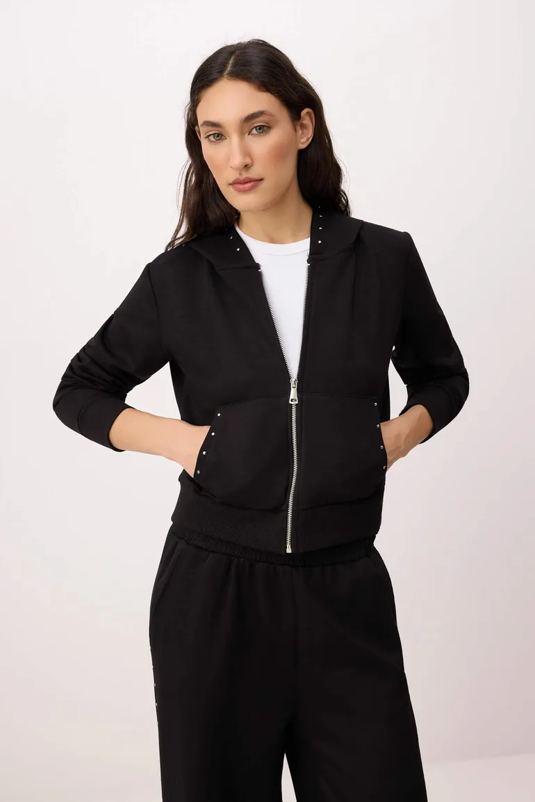Black Slogan Oversize/Wide Fit Hooded 3 Thread Non-Embossed Knitted Sweatshirt 4