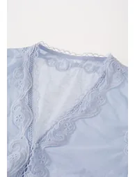 Scrollwork Floral Lace Applique Sleeveless Top in Light Blue for Coastal Trip & Cafe Meetup - 1