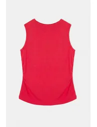 Red Fitted/Bodycon Boat Neck Sleeveless Soft Knitted Blouse - 1