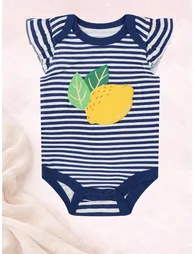 Pack of 3 -Lemon Print Ruffle Sleeve Bodysuit - 5