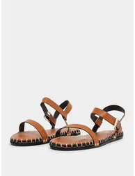 Bambie Brown Ankle Strap Flat Espadrilles - 2