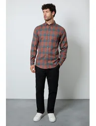 Brick Rust Window Check Long Sleeve Shirt